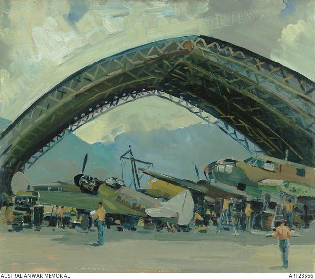Alan Moore, RAAF Repair and Salvage unit, 1944. AWM ART23566