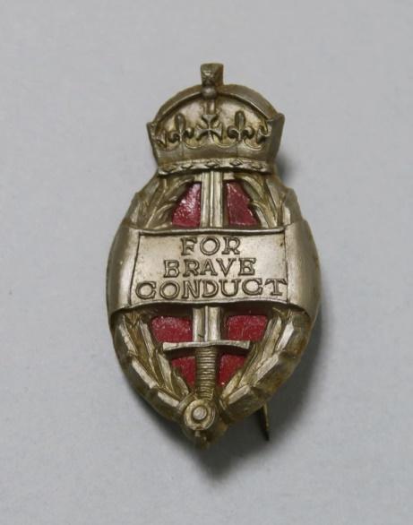 Olive Sherington’s ‘King’s Commendation for Brave Conduct’ badge. REL/09614