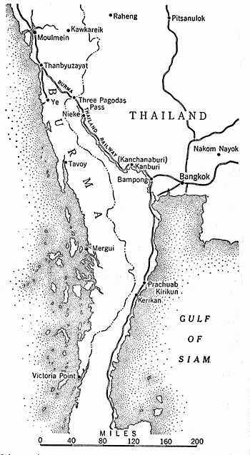 Map of the Burma–Thailand Railway