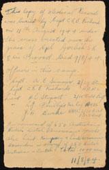 A portion of a secret diary kept by Dr Rowley Richards on the Burma–Thailand Railway