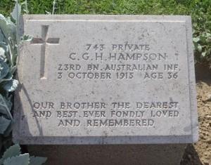 Hampson's grave at Lone Pine Cemetery 2012