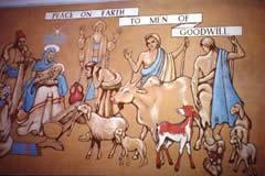 Nativity mural after restoration.