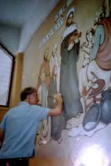 Warren restoring Mural 1982b
