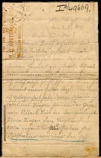 Letter from German soldier dated 5 May