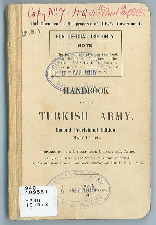 Handbook of the Turkish Army, 1 March 1915