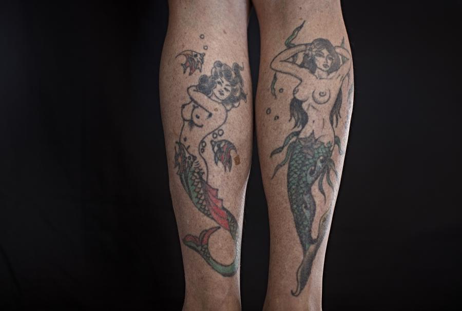 Chris’s mermaid tattoos