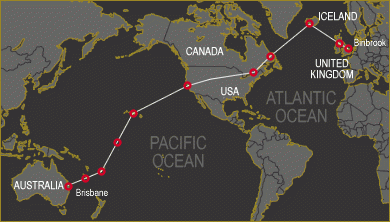 Map from Binbrook to Brisbane