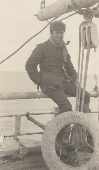 Bob Bage, of the Australasian Antarctic Expedition, on the supply ship Aurora.