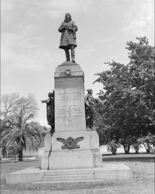 Statue commemorating Sir Ross Smith, a local hero, in Adelaide, South Australia.