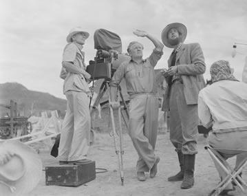 A bearded Chips Rafferty during the making of the Australian film Eureka stockade in 1948.