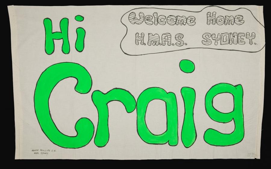 Homemade banner for Able Seaman Craig Phillips