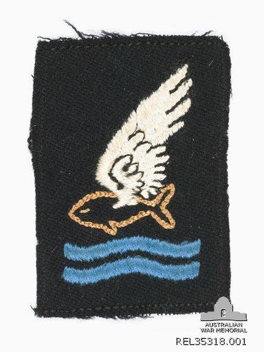 Goldfish Club cloth patch : Pilot Officer A G G Richmond, 230 Squadron, RAF