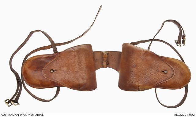 A fine example of First World War saddle wallets with folding gussets.
