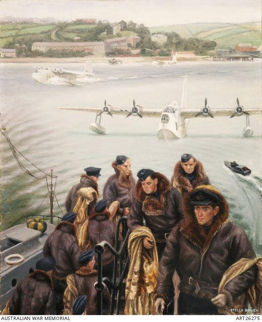 A Sunderland crew comes ashore at Pembroke Dock 1945