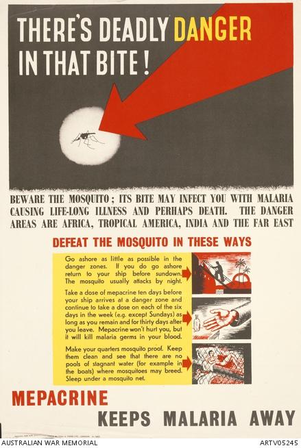 British Second World War poster about the danger of malaria.