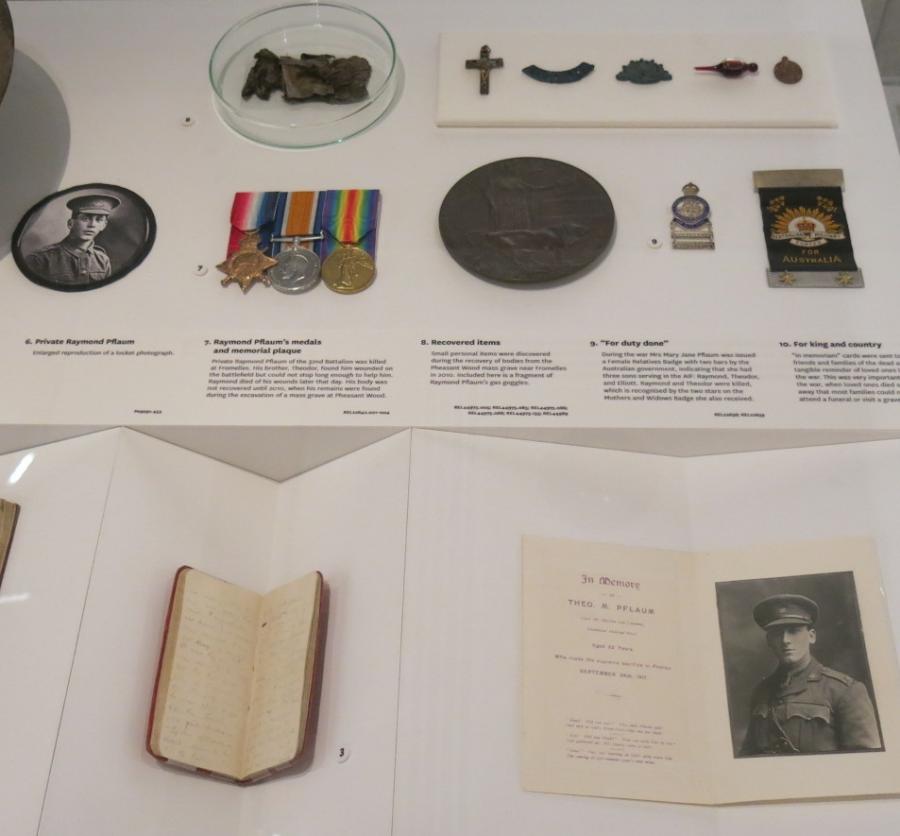 ANZAC voices : The Pozieres and Fromelles display case, featuring the Pflaum story