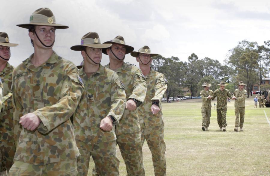 Curtis McGrath at the official welcome home parade for the 7th Brigade soldiers after they returned from the Middle East.