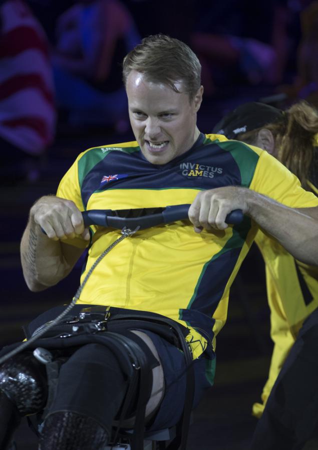 Curtis McGrath competing in the indoor rowing competition at the Invictus Games in Toronto, Canada.