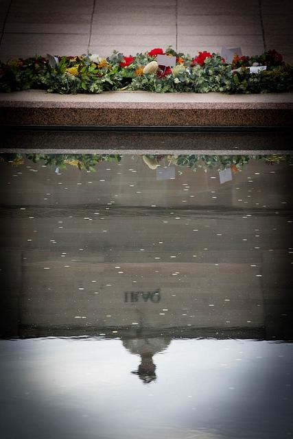 A soldier in the reflection of the Pool of Reflection