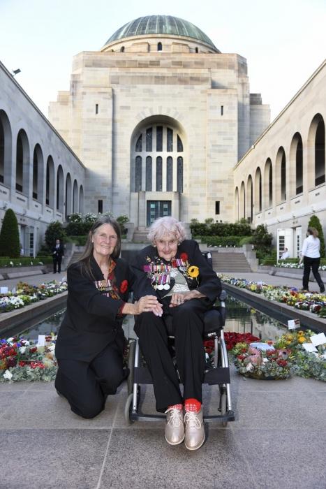 Daphne Dunne at the Memorial with her daughter Michelle Haywood.