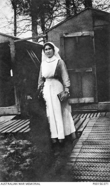 Black and white photograph of a nurse