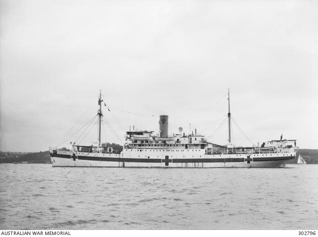 Port side view of the hospital ship Centaur
