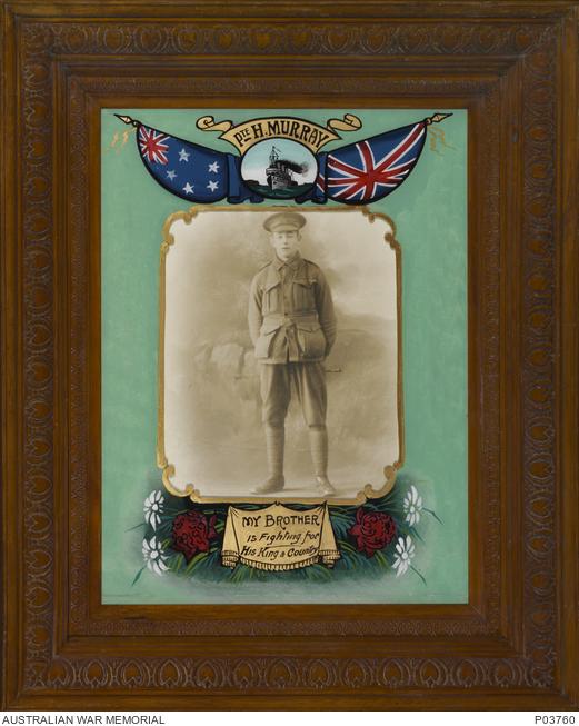 An illuminated framed portrait of 6210 Private (Pte) Harold David Murray, 20th Battalion, of Forest Lodge, NSW. P03760