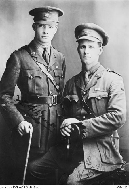 A signed studio portrait of Lieutenant Henry Chester Fitzgerald (left) and Lieutenant Colonel John Eldred Mott MC and Bar (later Lieutenant Colonel), the first Australian officer to escape from captivity in Germany.