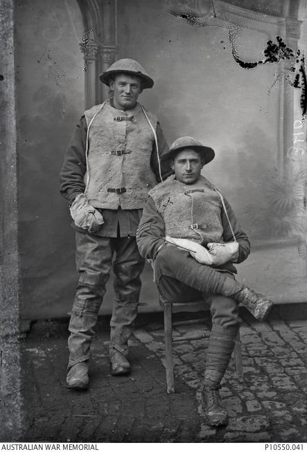 A portrait of two men of the 1st Australian Division, 1916.