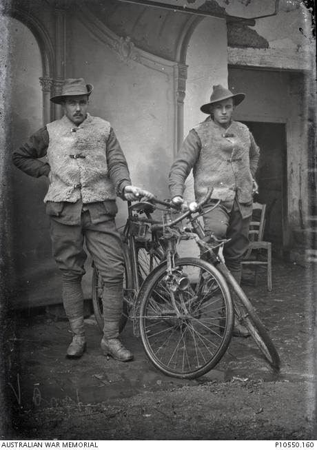 Portrait of two members of the 1st ANZAC Corps Cyclist Battalion.
