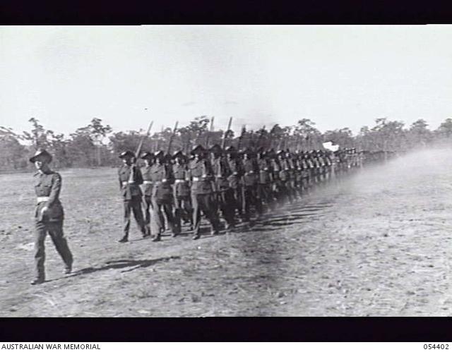 Bill Grayden leading troops of the 2/16th Battalion.