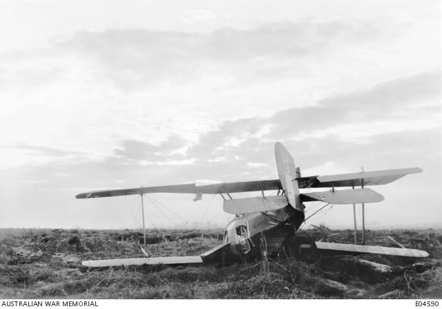 A wrecked D.H.5 Serial A9434 near Railway Dugout in the Ypres Sector