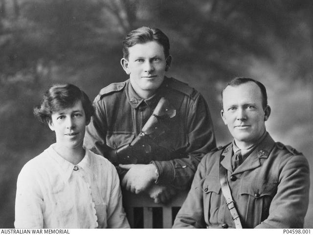 eft to right: Vida, Noel, and Romeo Lahey, 1916. Bee Belton, AWM P04598.001