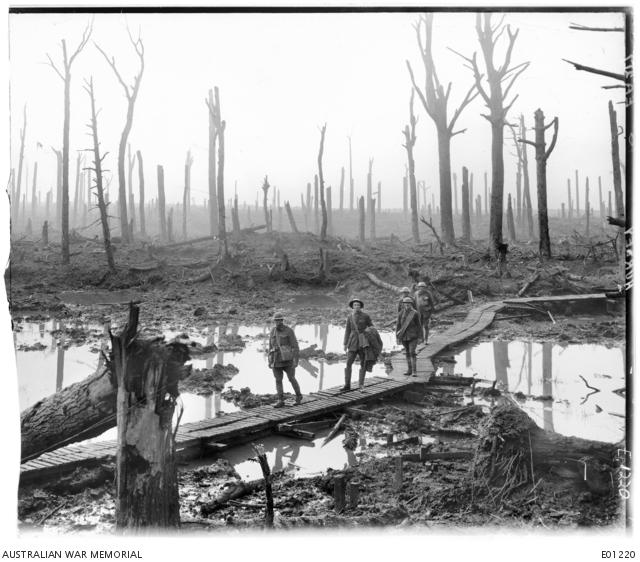 Soldiers on duckboards