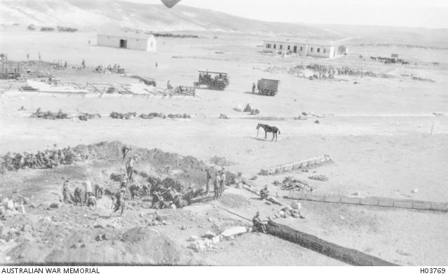 A Light Horse unit digs to locate a water supply outlet 