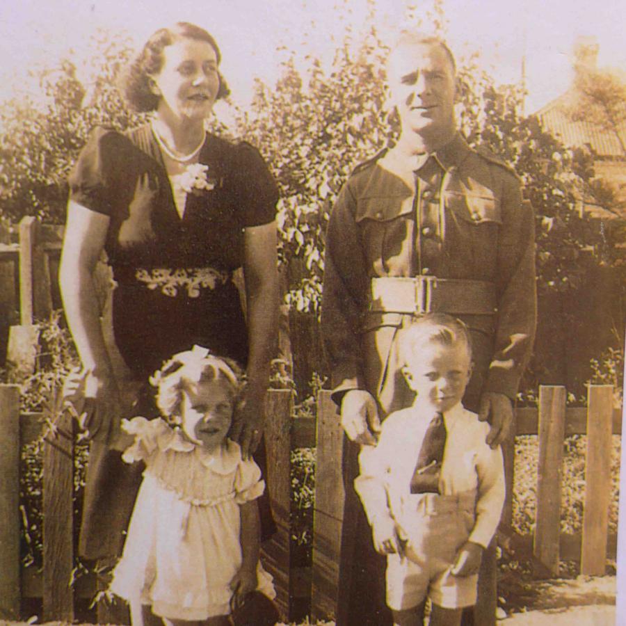 Just before Harry left with the 6th Division for the Middle East: Megan&#039;s grandparents Lillian and Harry with their children Margaret and &quot;Bobbie&quot; in 1940.
