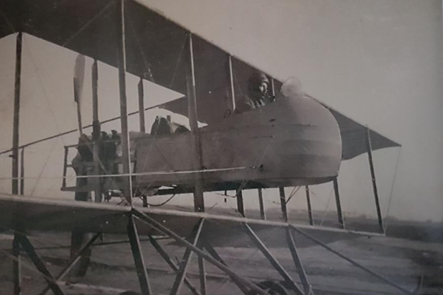 Cliff Peel in the Blue bird, which he called the &quot;mechanical cow&quot;.