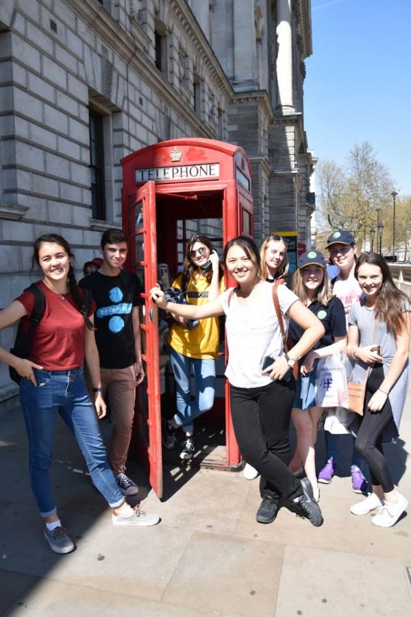 The Simpson Prize team at a London phone box