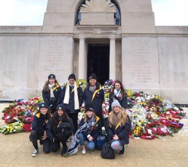 A group photo after the Anzac Day dawn service at Villers-Bretonneux