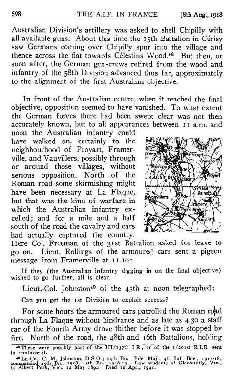 p. 598- a telegraph sent by Johnston and a brief description of him (units served in, place and date of birth and death) in the footnote.