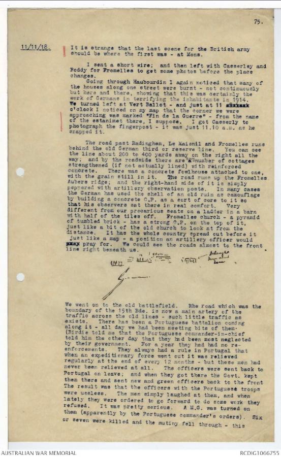 Diary entry for 11 November 1918