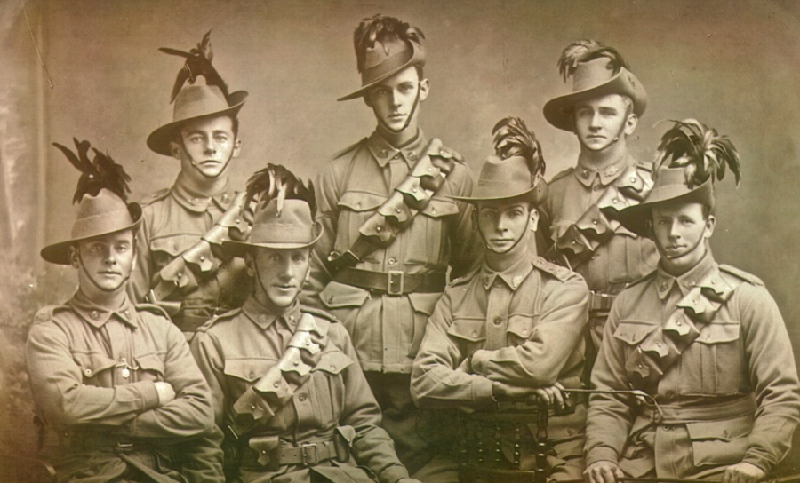 Colin Bull, centre, with his friend Gerald Rigby, back right.