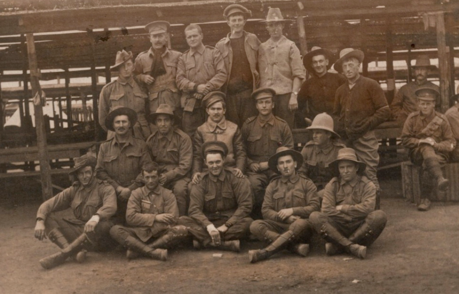 Colin Bull, centre. His friend Gerald Digby is pictured behind him.