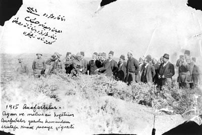 Turkish officials visiting the battlefield