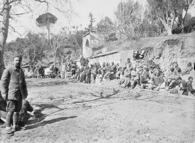 Turkish troops resting on a march