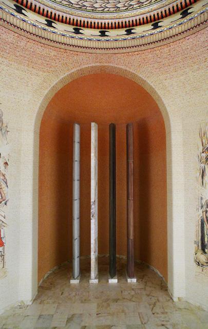 Janet Laurence and Peter Tonkin, Four pillars 1992, marble, wood, steel, glass, each 930.0 x 40.3 x 118.6 cm, acquired under commission 1992, ART91887