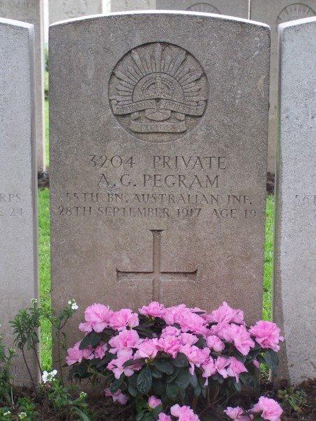 Grave stone for Private Pegram