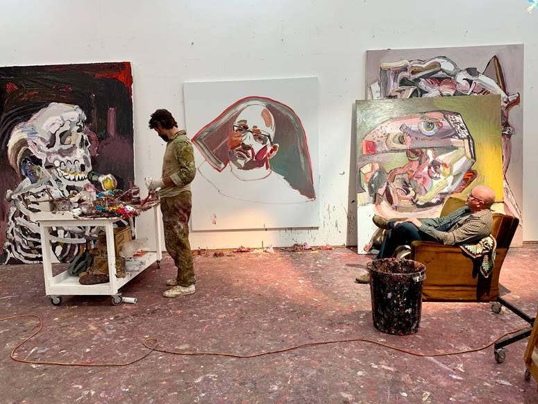 Artist Ben Quilty started a portrait of Rob Douma.
