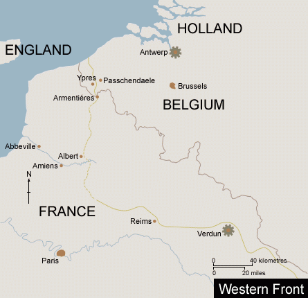 Map of the western front