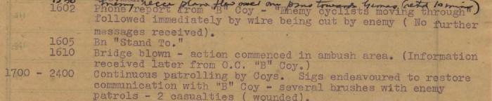 War Diary snippet